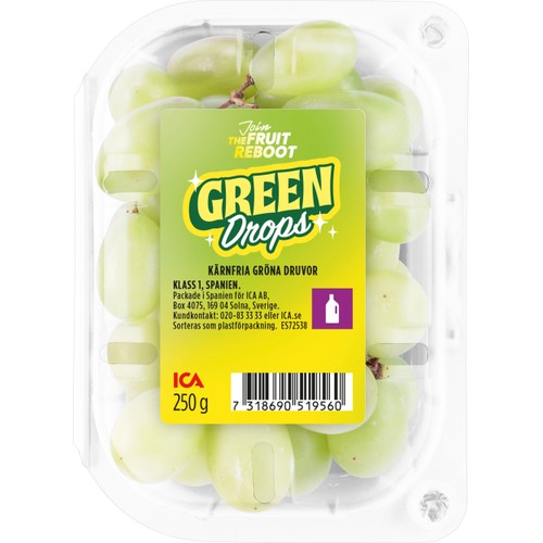 Gröna Druvor kärnfria  250g Klass 1 ICA