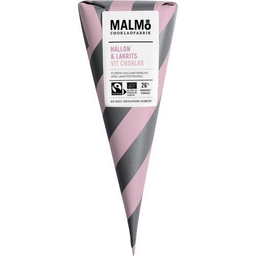 Vit Choklad Hallon & Lakrits 26% 90g Malmö Chokladfabrik