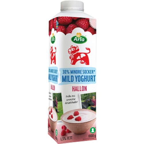 Mild Yoghurt Hallon Mindre socker 1,5% 1kg Arla Ko