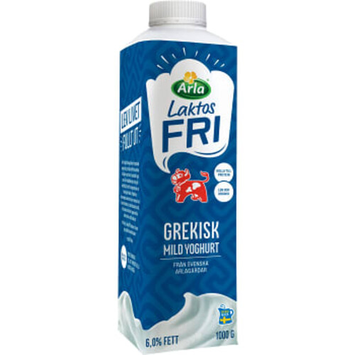 Grekisk Yoghurt Mild Naturell 6% Laktosfri 1000g Arla Ko®