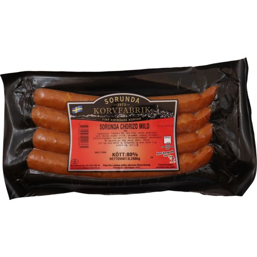 Kryddkorv Chorizo Mild Smal 80% Kötthalt 260g Sorunda Korvfabrik