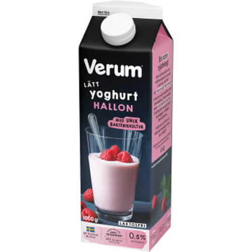 Lätt Yoghurt Hallon 0,5% Laktosfri 1000g Verum®