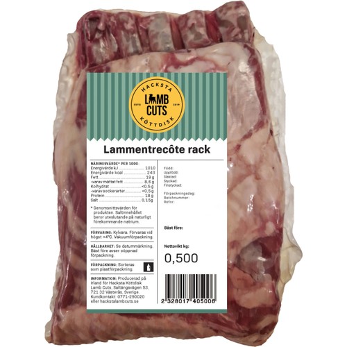 Lammentrecôte Rack Färsk ca 500g Hacksta Köttdisk