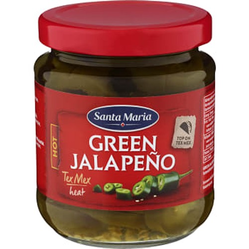 Chilipeppar Green jalapeño Hot 215g Santa Maria