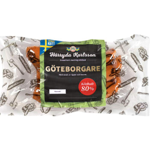 Grillkorv Göteborgare 80% Kötthalt 210g Härryda Karlsson
