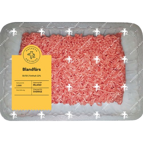 Blandfärs Färsk 50/50 22% ca 2kg Hacksta Köttdisk