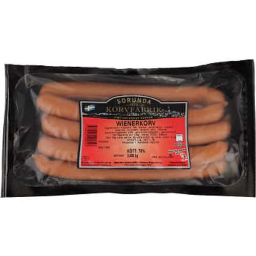 Wienerkorv 78% Kötthalt 400g Sorunda Korvfabrik