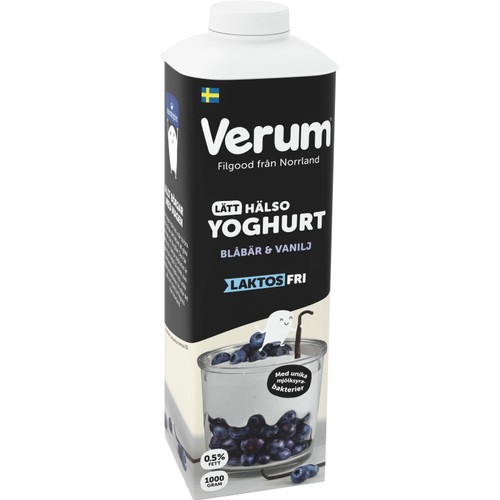 Hälsoyoghurt Blåbär & vanilj Laktosfri 0,5% 1000g Verum
