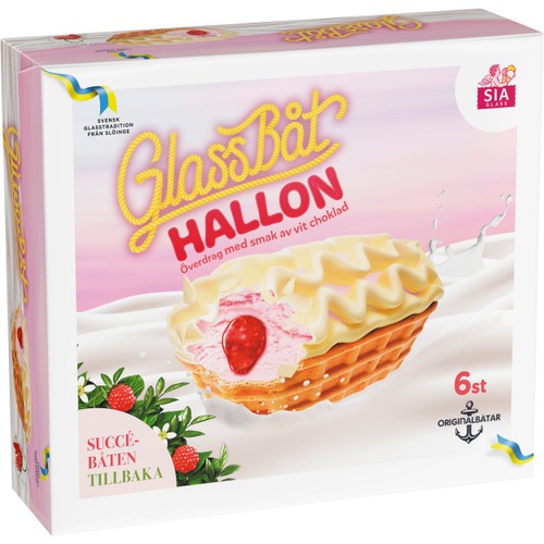 Glassbåt Hallon vit choklad 6-p  SIA GLASS