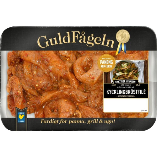 Kycklingbröstfilé strimlad paneng red curry 600g Guldfågeln