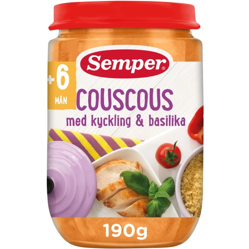 Couscous med kyckling & basilika Från 6m 190g Semper