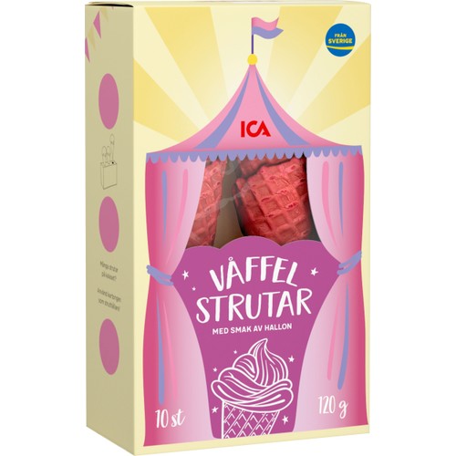 Våffelstrutar hallon 10st 120g ICA