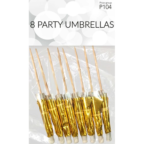 Partyparaply Guld 8pack Happy Party