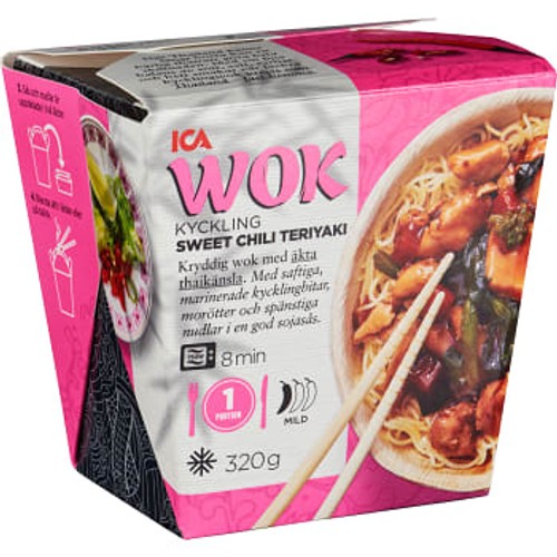 Kyckling sweet chili teriyaki med nudlar Fryst 320g ICA