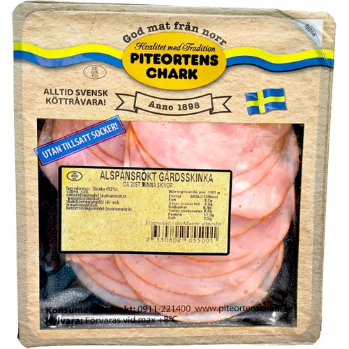 Grådsskinka Alspånsrökt ca 110g Piteortens Chark