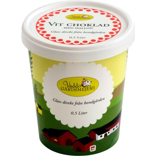 Vit Chokladglass Med Hallon 500ml Väddö Gårdsmejeri