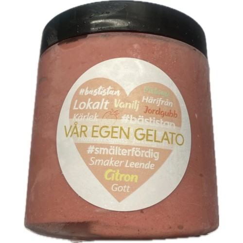 Vår egna Gelato- Sorbet Hallon