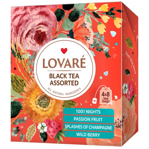 Té assorted black tésamling 64g Lovaré