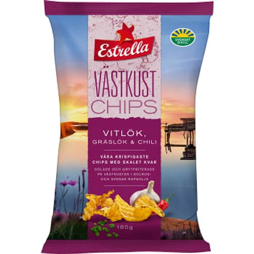 Västkustchips Vitlök Gräslök Chili 180g Estrella