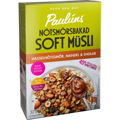 Soft müsli Mandel & dadlar 375g Pauluns