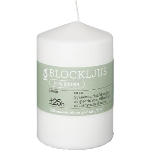 Blockljus Vit Stearin 7x10cm ICA Selection