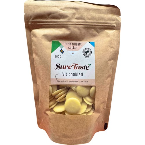 Chokladpellets Vit Utan Tillsatt Socker 300g Sure Taste