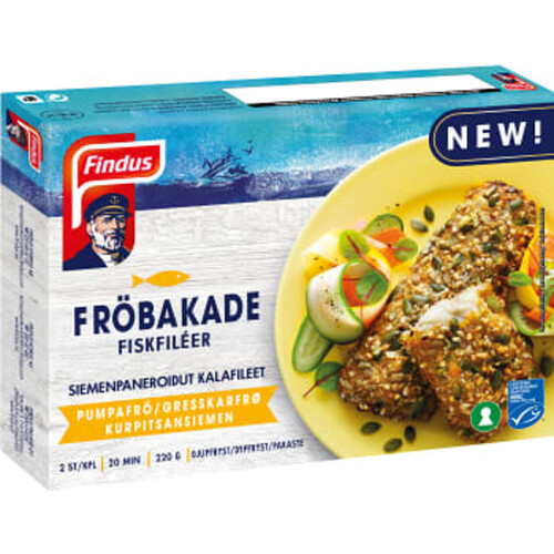 Fröbakade fiskfiléer, pumpafrö & solrosfrö MSC 220g Findus