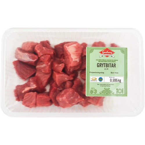 Grytbitar Av Nöt ca 800g Gudruns