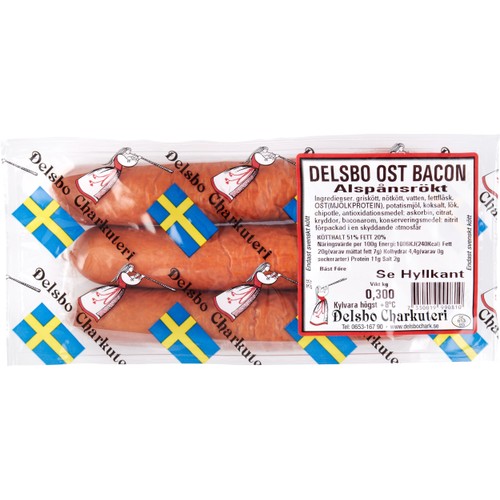 Korv Ost Bacon 300g Delsbo Charkuteri