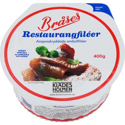 Restaurangfiléer Bråses ansjoviskryddade småsillfiléer 400g Klädesholmen