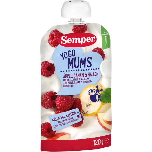 Yogo mums Äpple, banan & hallon Från 1år 120g Semper