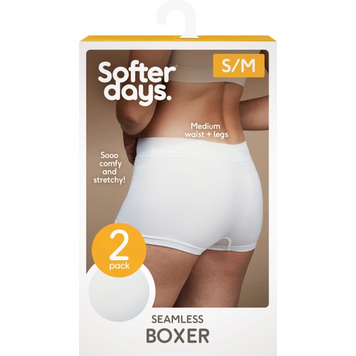 Boxer seamless S/M 2p vit Softer Days