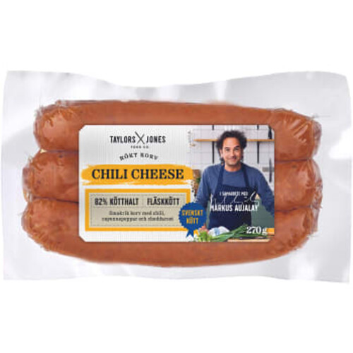 Korv Chili Cheese 82% Kötthalt 270g Taylors and Jones