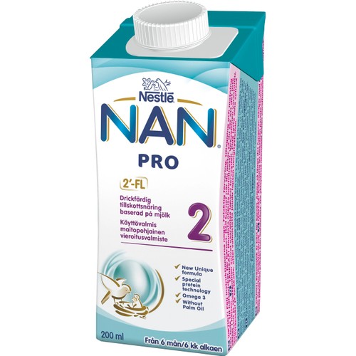 Modersmjölksersättning NAN Pro2 6mån Drickfärdig 200ml Nestle