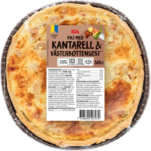 Paj Kantarell och Västerbottensost 300g ICA