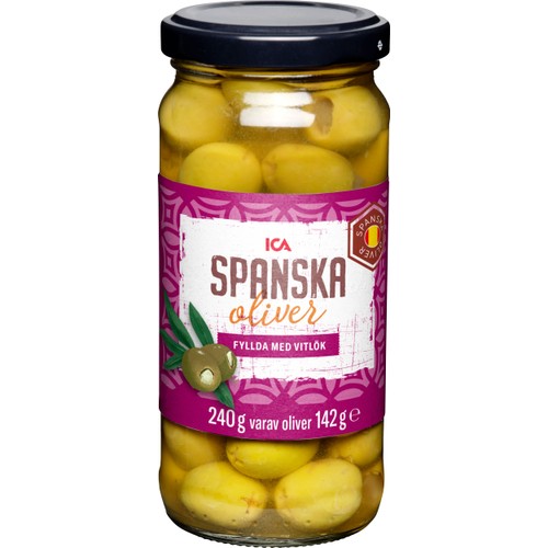 Fyllda Oliver Gröna med Vitlök 240g ICA