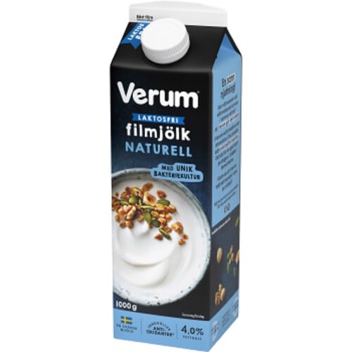 Filmjölk Naturell Laktosfri 4% 1000g Verum®