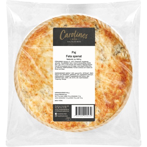 Feta och Spenatpaj 1,6kg Carolines Kök