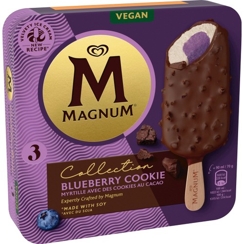 Glasspinnar Blueberry cookie vegansk 3-p Magnum