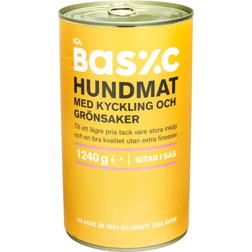 Hundmat Kyckling & grönsaker 1240g ICA Basic