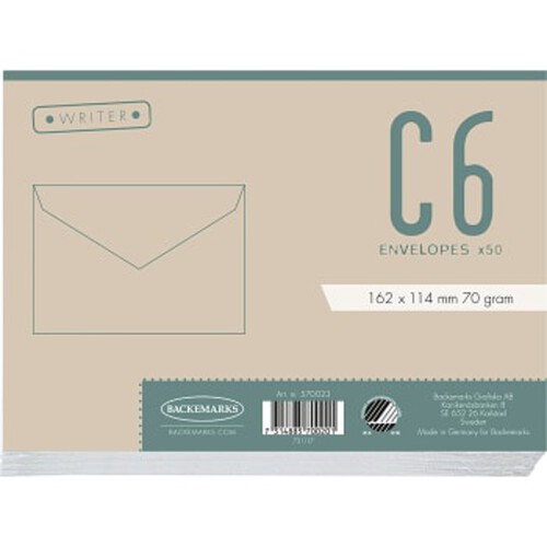 Kuvert C6 Vit 50-pack Writer
