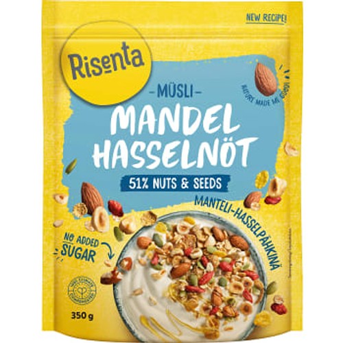 Müsli Mandel Hasselnöt Inget Tillsatt Socker 350g Risenta