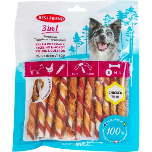 Hundtugg 3in1 Tuggpinn Kyck&Morot 18st 160g Best friend