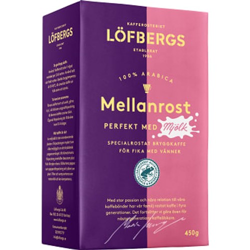Bryggkaffe Mellanrost perfekt med mjölk 450g Löfbergs