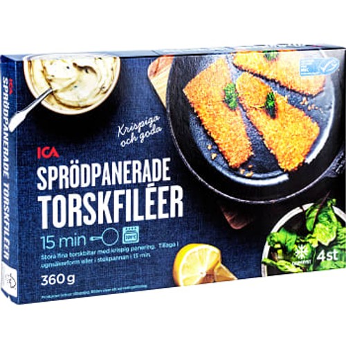 Sprödpanerad torskfilé 4-p Fryst 360g ICA