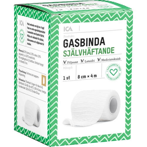 Gasbinda Självhäftande 8 cm 1-p ICA Hjärtat