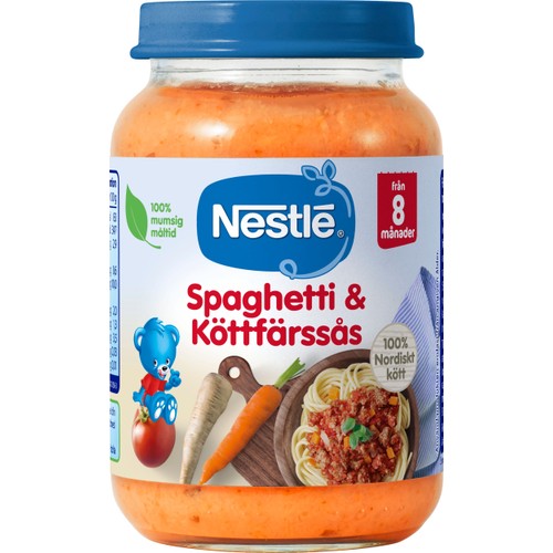 Barnmat Spaghetti & köttfärssås 8m 190g Nestle