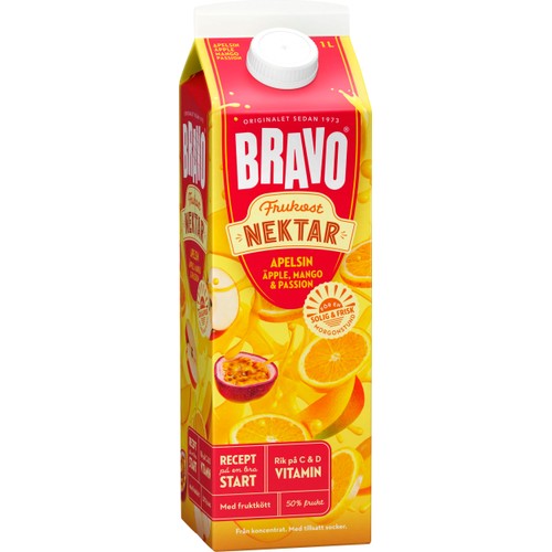 Frukostnektar Apelsin Äpple Mango Passion 1000ml Bravo