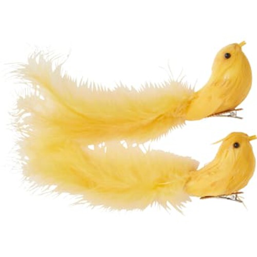 Fågel med fjäder, gul 2-p