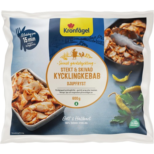 Kycklingkebab Stekt & skivad Fryst 600g Kronfågel